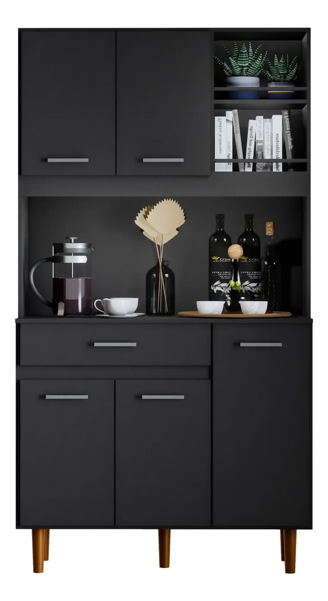 Armário De Cozinha Compacto Em Mdp Com 5 Portas Love