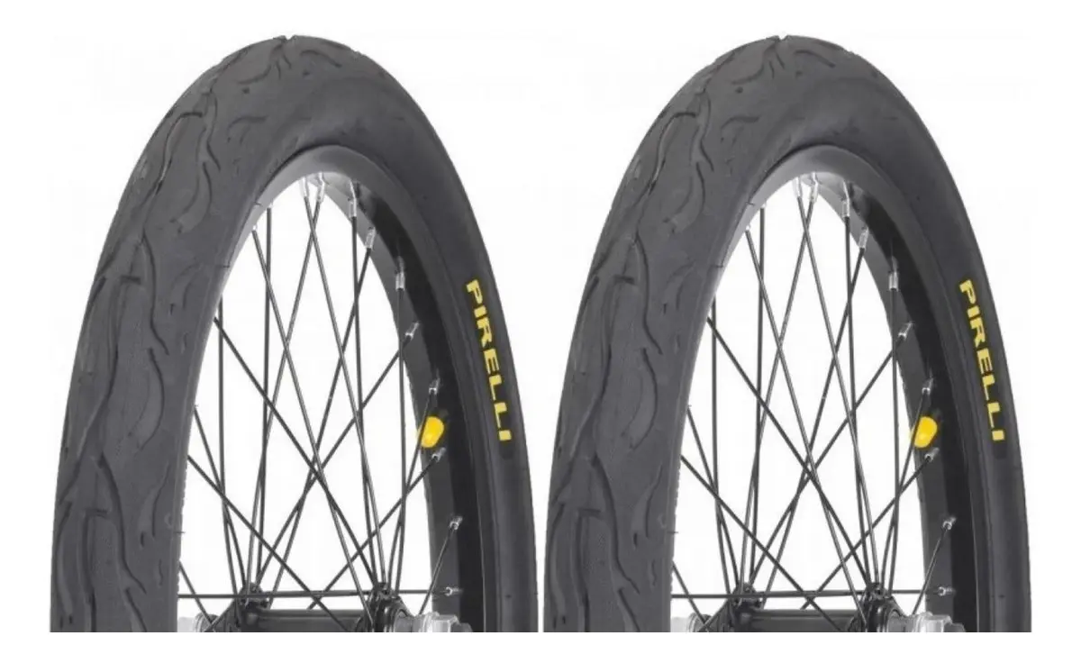 Par Pneu Aro 20x2.125 Bicicleta Pirelli Balão Tornado Flame Cor Preto