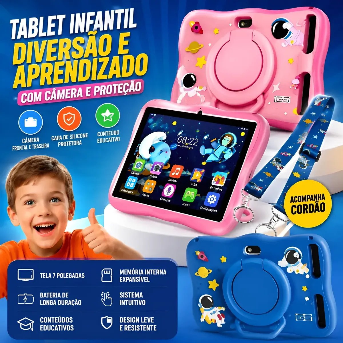 Tablet Infantil Kids Para Criança Com Youtube