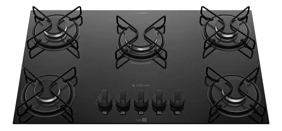Cooktop 5 Bocas Atlas Agile Up com Mesa De Vidro A Gás