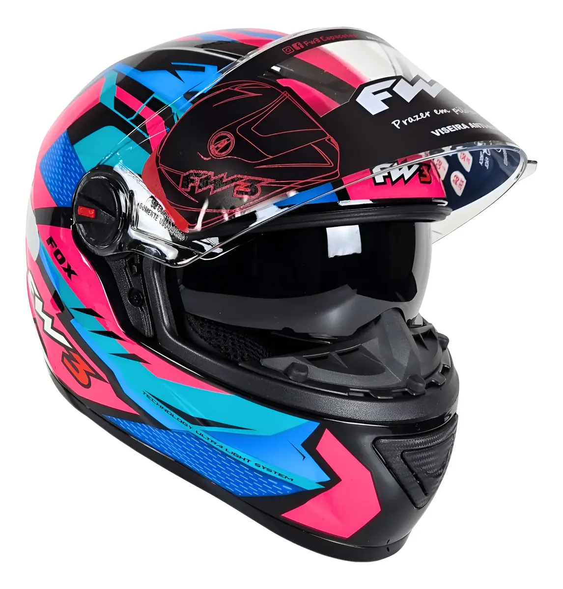 Capacete Fechado Fw3 Gtx Fox Masculino Feminino + Narigueira