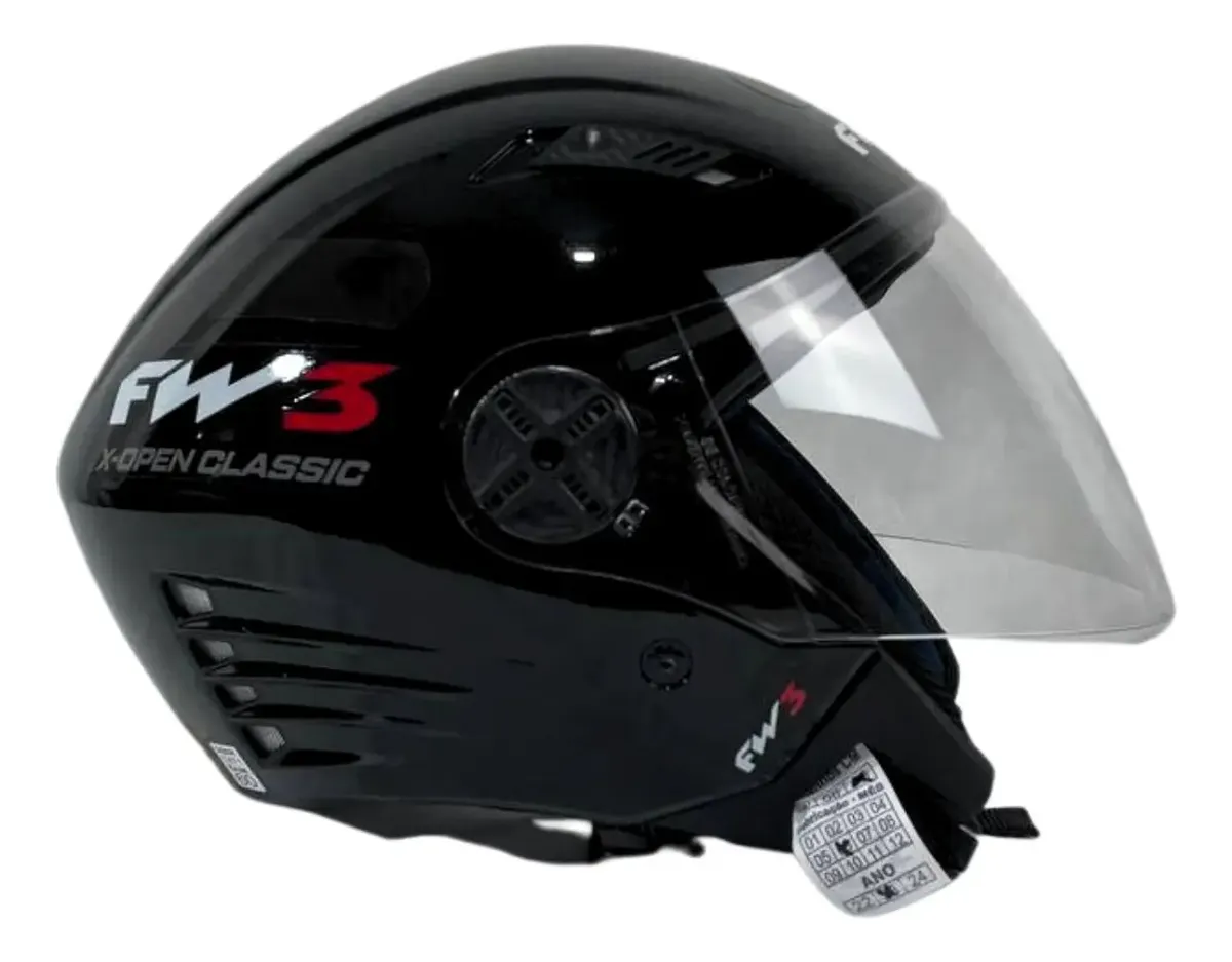 Capacete Aberto P/ Moto Fw3 Viseira Cristal X Open Inmetro