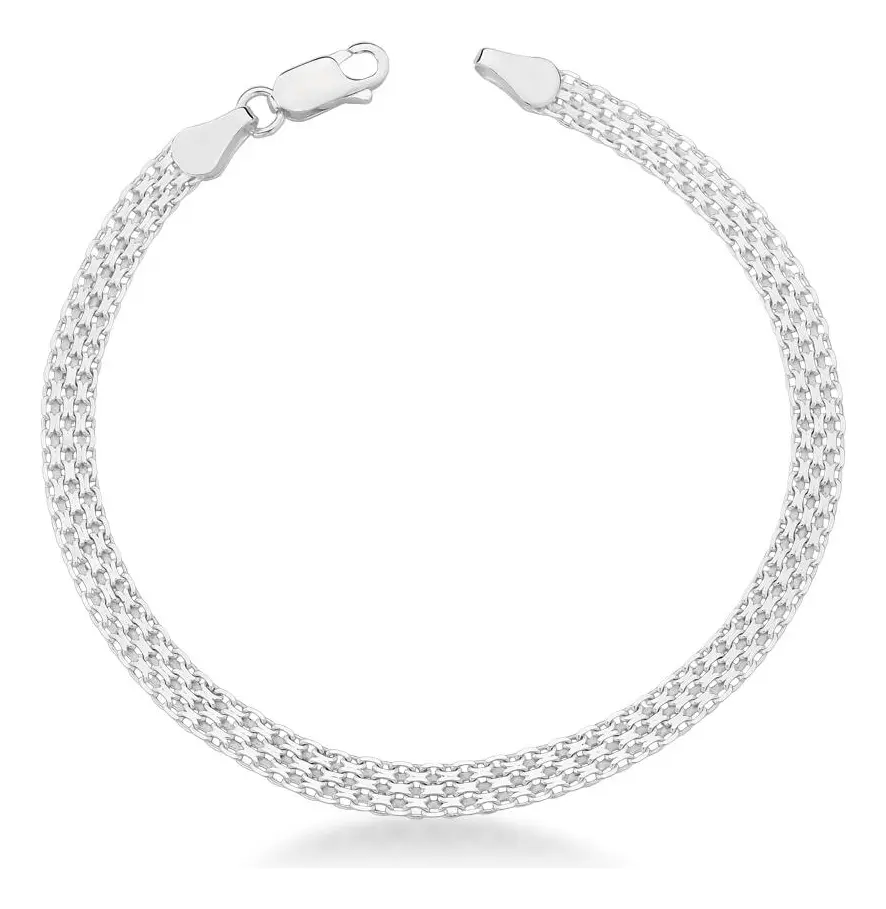 Masculina Pulseira  Prata 925 Bismark Esteira 4,7mm Argennti Comprimento 19 cm Cor Pratead