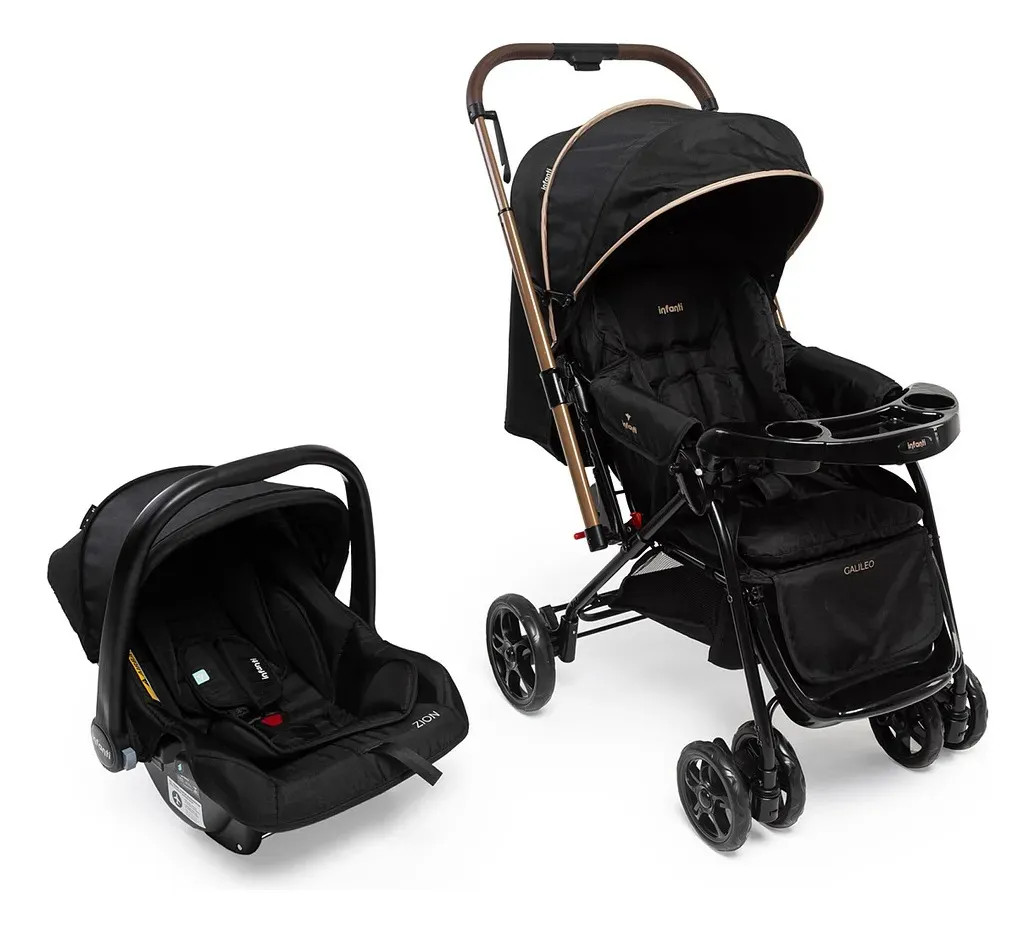 Carrinho De Bebê De Paseio Travel System Infanti Galileo Travel System Preto Mocca