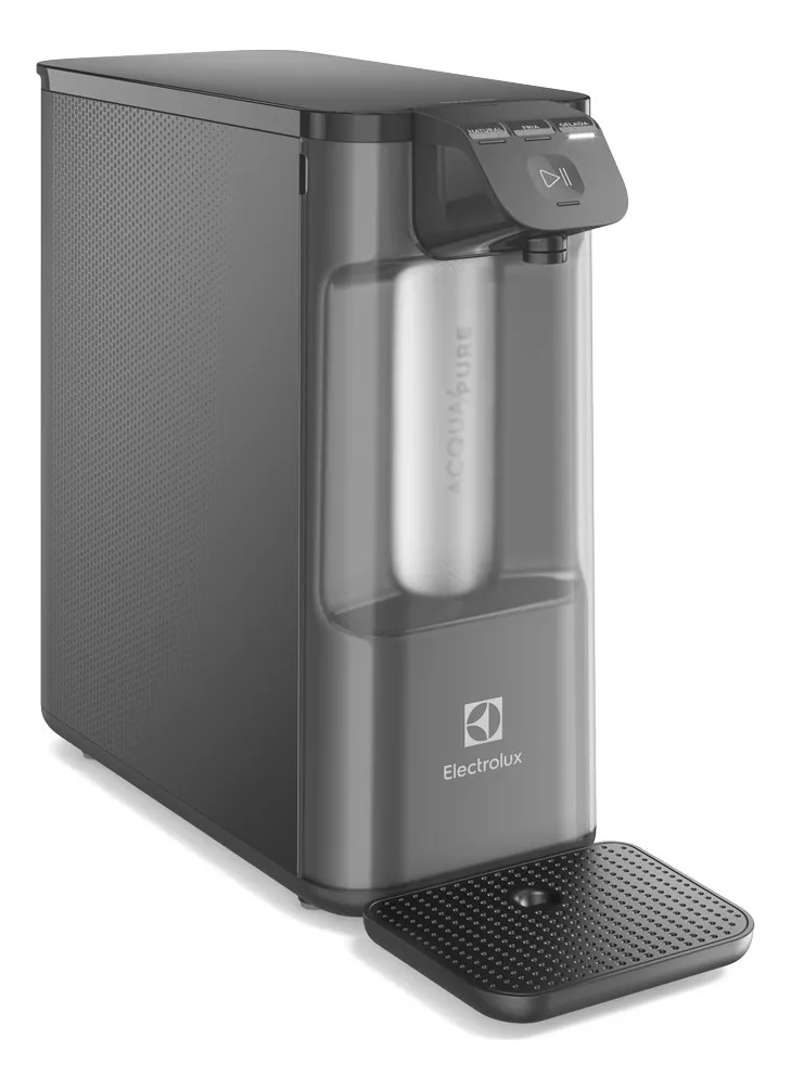 Purificador de Água Gelada Fria e Natural Eletrônico Placa Compacto Electrolux PE12G com Filtro Carvão 6 meses ou 3000L Painel Touch Cinza